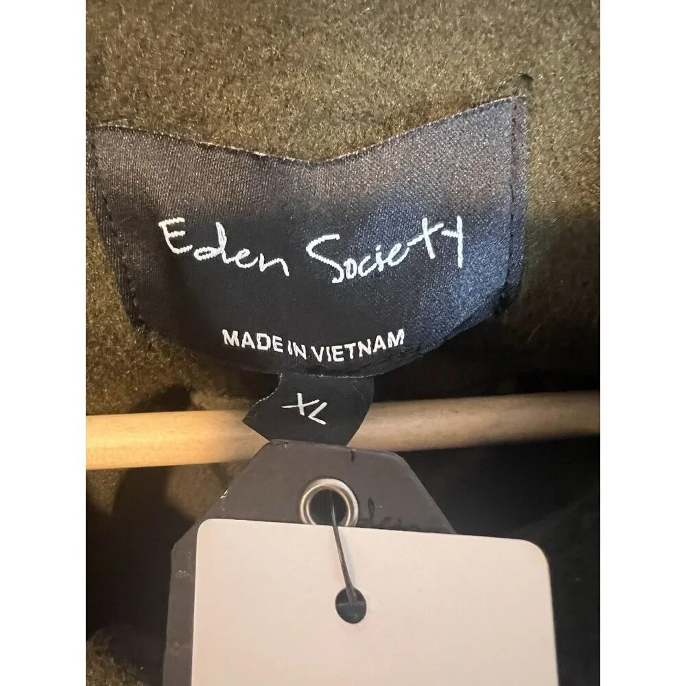 Eden Society Green Utility Jacket Coat XL Mid Weight Flap Pockets Button Up NWT - Picture 8 of 9